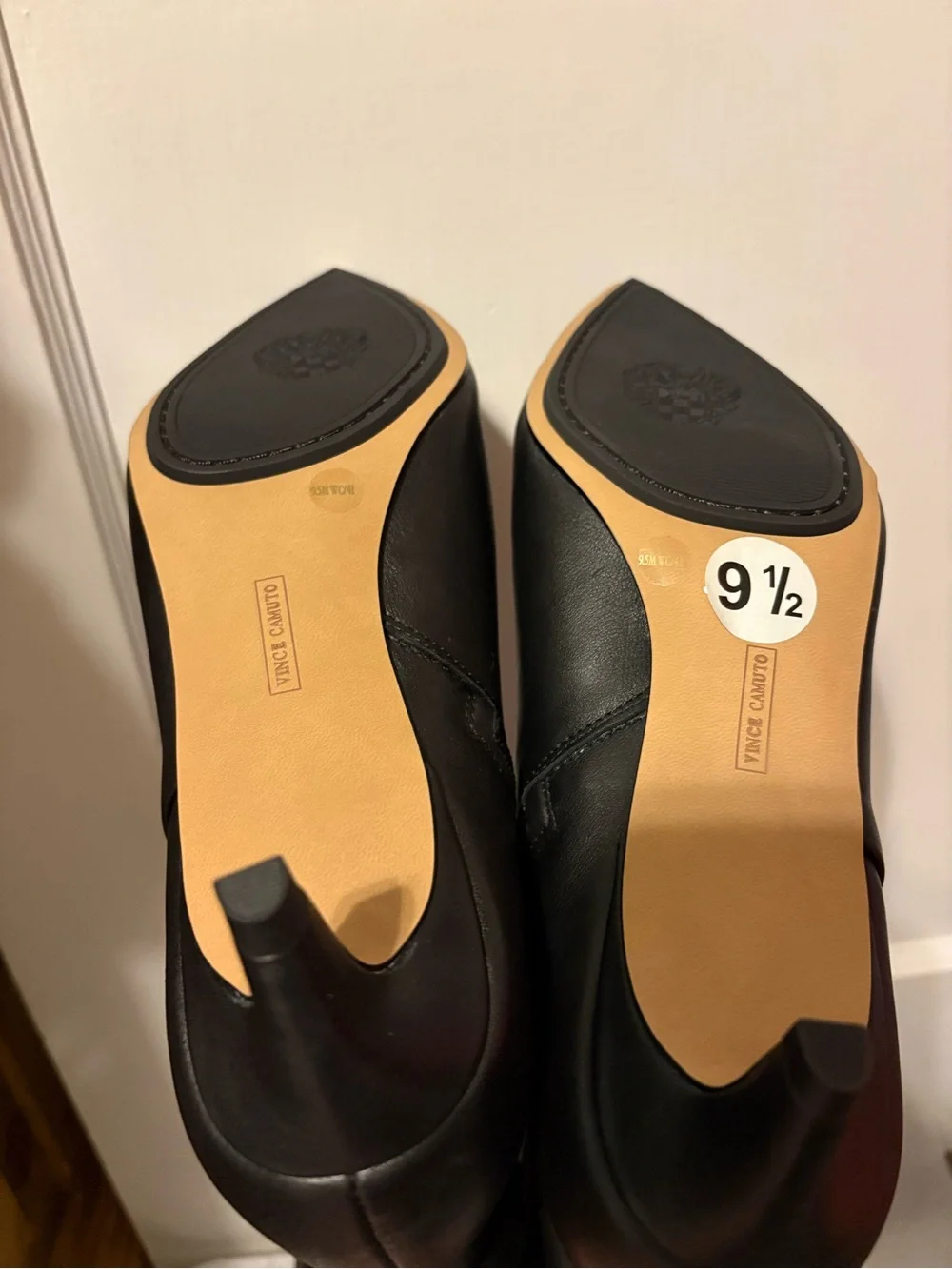Vince Camuto wide calf, kitten heel leather boots